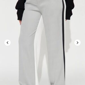Fashion Nova Gray Dress pants with Black Stripe